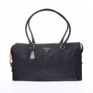 PRADA Black Nylon Leather Handbag